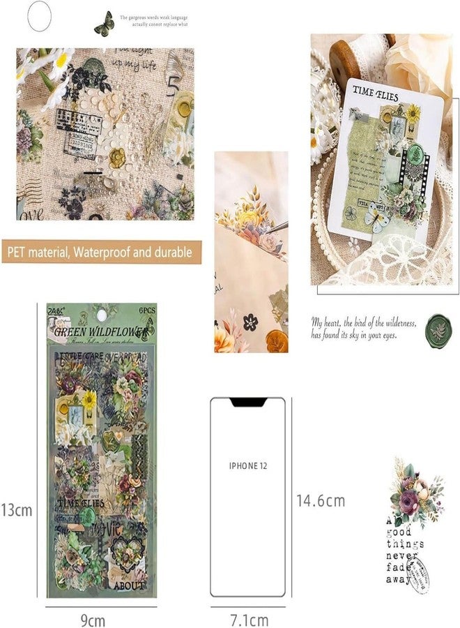 LANLOY Kawaii Sticker Set140+ Stickers Self Adhesive Vintage Nature Stickers, Sheets Stickers Stickers Vintage Nature Stickers, Retro Flower Butterfly Plant Forest Decorative Sticker (2) - Image 3