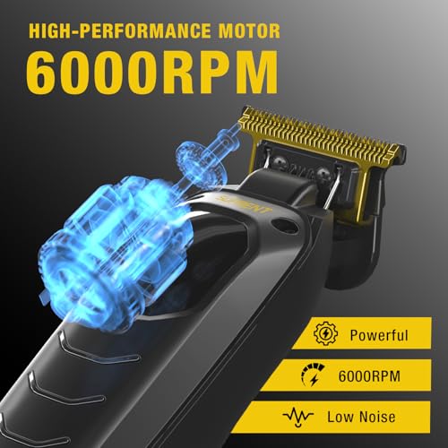 SUPRENT Hair Trimmers for Men - Electirc Cordless Beard Hair Trimmer with LED Display, High-Performance Rechargeable Zero-gapped Trimmer for Home Use with Titanium Blades (Black) - Image 2