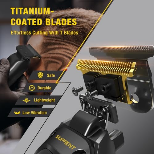 SUPRENT Hair Trimmers for Men - Electirc Cordless Beard Hair Trimmer with LED Display, High-Performance Rechargeable Zero-gapped Trimmer for Home Use with Titanium Blades (Black) - Image 5