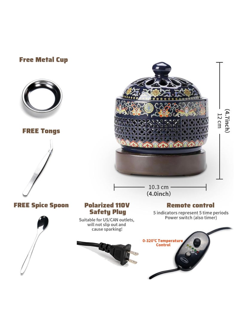 Bakhoor Ceramic Electric Incense Burner, Electronic Aroma Diffuser with Timing Temperature Adjustment and Cover, Resin Frankincense Burner, Used for Indoor Air Purification, Home Decoration, Meditation  - Image 4