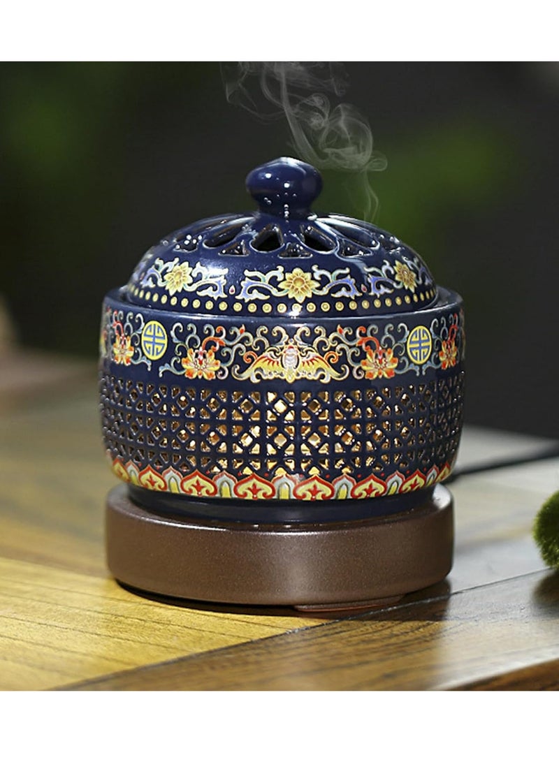 Bakhoor Ceramic Electric Incense Burner, Electronic Aroma Diffuser with Timing Temperature Adjustment and Cover, Resin Frankincense Burner, Used for Indoor Air Purification, Home Decoration, Meditation  - Image 1