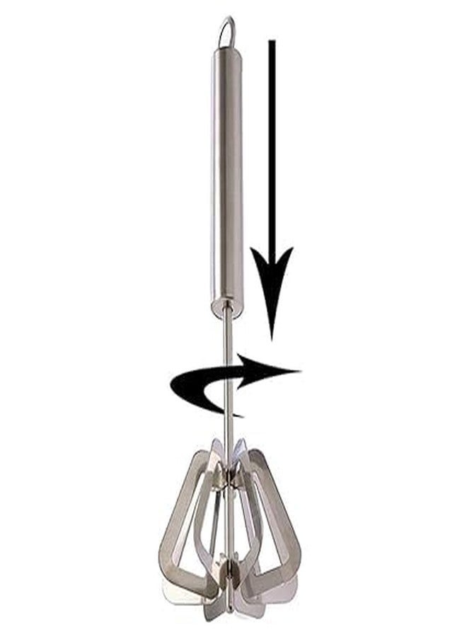 GLOBAL IMPEX Power-Free Stainless Steel Hand Blender – Push Whisk for Egg, Lassi, Batter, Coffee Frothing & More | Manual Madhani, Ravai, Mathani, Stirrer & Beater Tool (Pack of 1) - Image 2