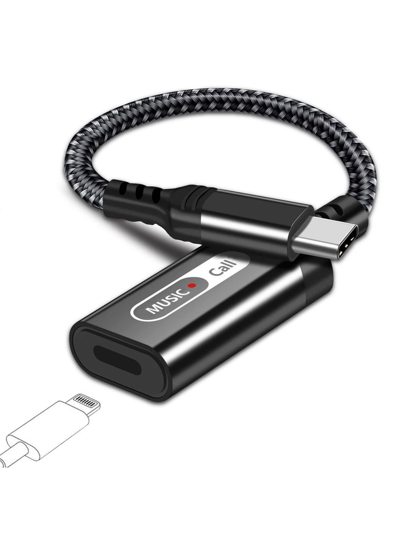 SYOSI USB C to Lightning Audio Adapter, USB Type C Male to Lightning Female Headphone Converter for Apple iPad Air 4 Mini 6 MacBook to Earphones Connector for Call Music Video, Not Support Charging
