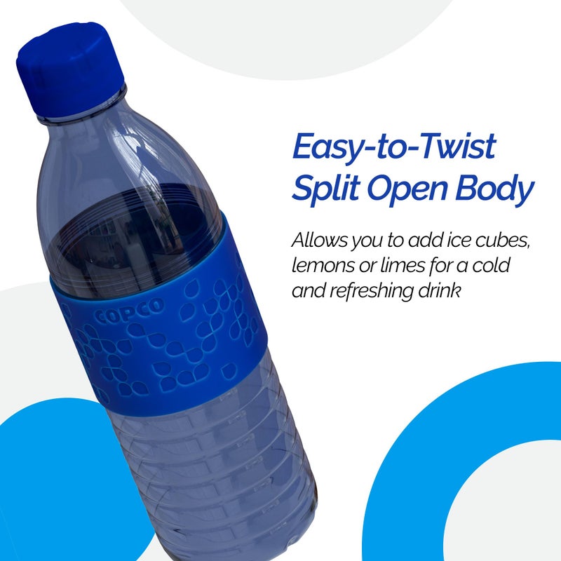 كوبكو مجموعة زجاجة ماء من Copco Hydra 16.9 أوقية من 2-الأكمام غير المنقولة والبلاستيك Tritan الخالي من BPA-غسالة الصحون البلاستيكية القابلة لإعادة الاستخدام للذهاب-زجاجة مياه محمولة مقاومة للتسرب (البحرية والأزرق) - Image 4
