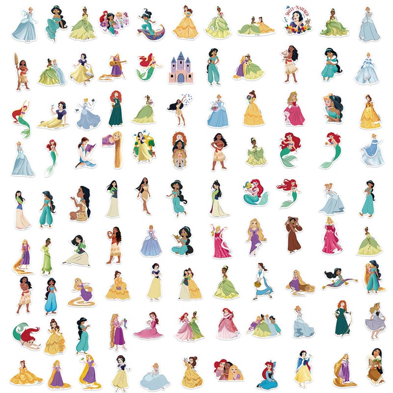 Cannity 100PCS Disney Cartoon Princess Stickers for Water Bottles Laptop Luggage, Cute Stickers for Adults Teens Waterproof Vinyl Decals (H) - Image 4