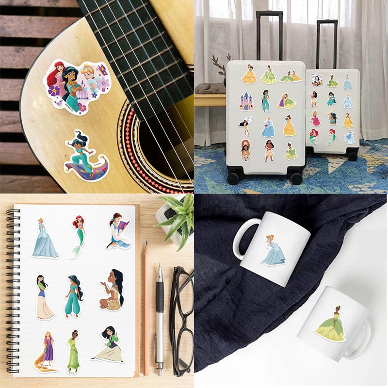 Cannity 100PCS Disney Cartoon Princess Stickers for Water Bottles Laptop Luggage, Cute Stickers for Adults Teens Waterproof Vinyl Decals (H) - Image 5