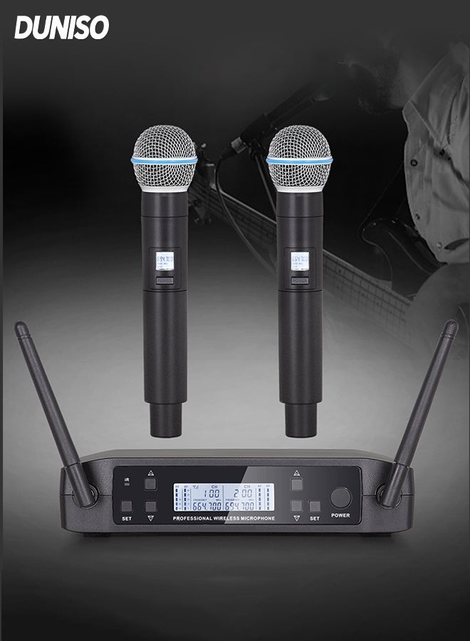 DUNISO Wireless Microphone,with 2 Handheld Mic,Professional 2-Channel Karaoke Handheld System,for Party, KTV, Meeting, Wedding ,Outdoor Events - Image 1