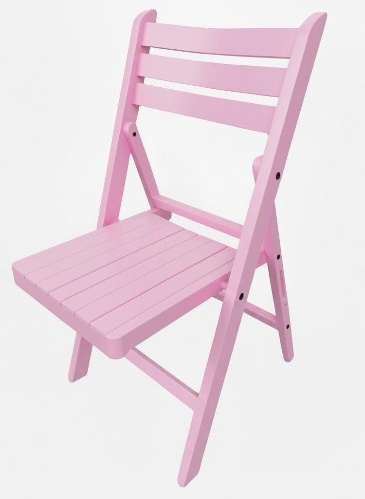 A lightweight Foldable Wooden Chair that's easy to store suitable for the kitchen home gardens pink  color