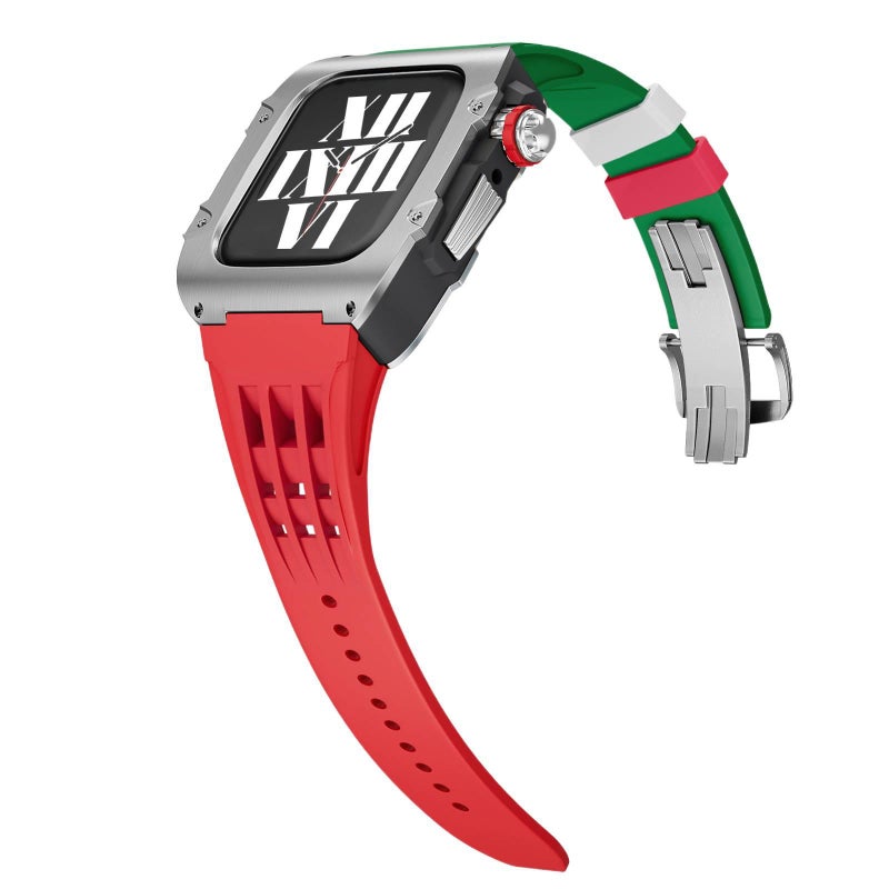 سوار ساعة ذكية باللون أسود قابل للتعديل سوار رياضي من السيليكون متوافق مع Apple Watch 42/44/45/49mm بملاءمة قابلة للتعديل وحزام بديل - Image 2