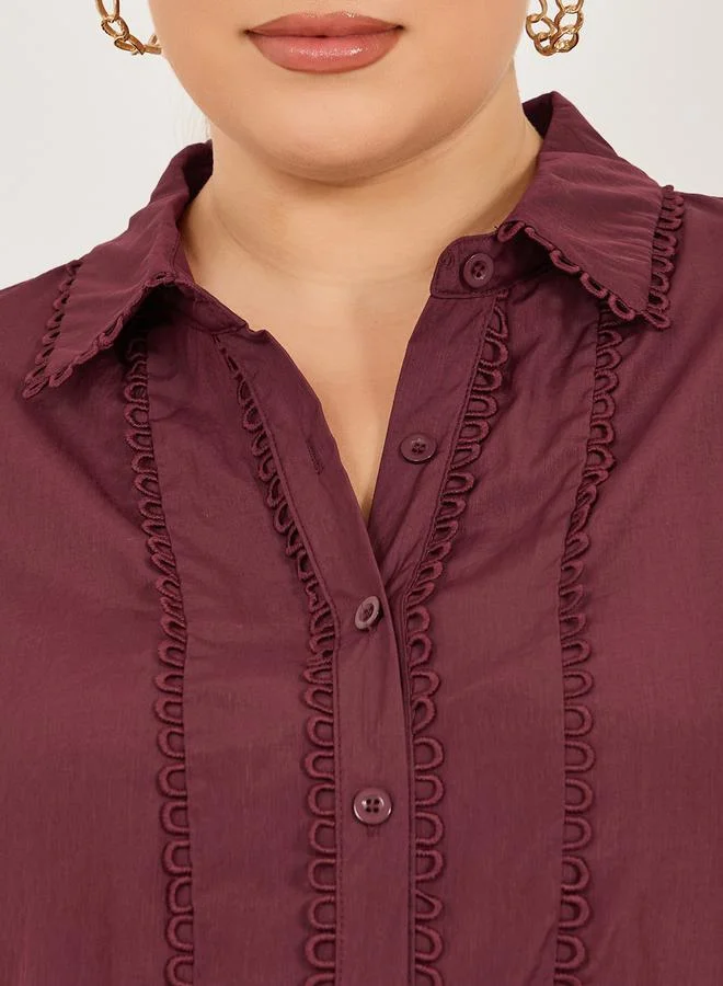 Styli Plus Size Lace Detail Balloon Sleeve Shirt