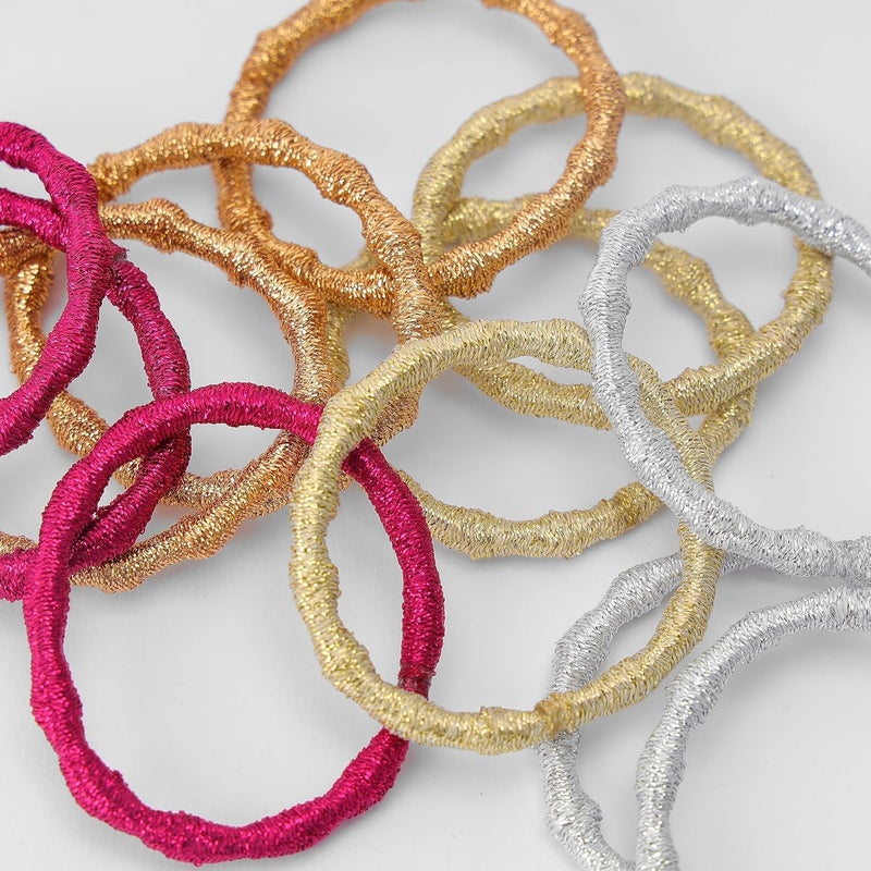 GLITTERS Trendy Stylish Elastics Stretchy Metallic Colored Hair Tie Set for Girls & Women (Set of 12) - Image 3