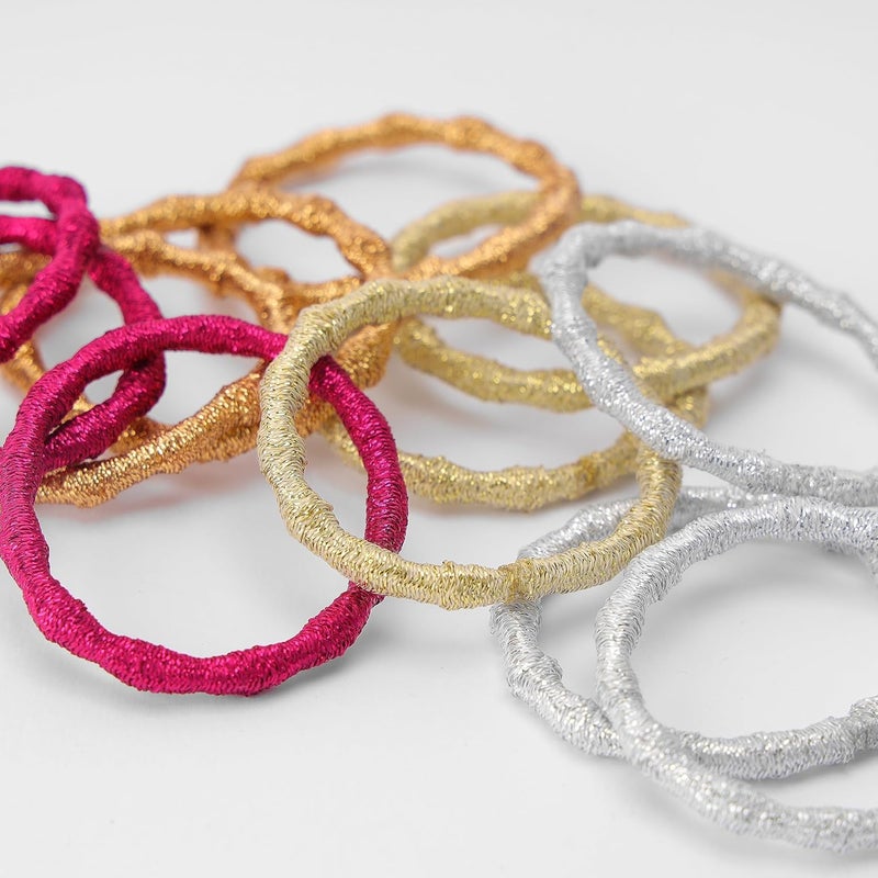 GLITTERS Trendy Stylish Elastics Stretchy Metallic Colored Hair Tie Set for Girls & Women (Set of 12) - Image 4