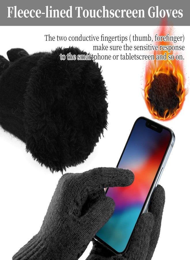 FENELY Men Winter Beanie Hat Touchscreen Gloves Neck Warmer 3 in 1 Set with Fleece Lined, Classic Black, One size - Image 5