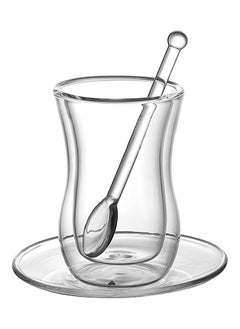 BLACKSTONE 18-Pieec Double Wall Glass Tumbler Set 100ml Estikana Tea or Coffee Cups with Spoon TS891  - Image 5