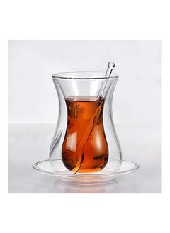 BLACKSTONE 18-Pieec Double Wall Glass Tumbler Set 100ml Estikana Tea or Coffee Cups with Spoon TS891  - Image 2