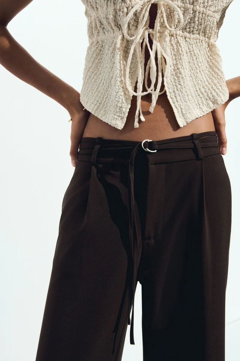 H&M Belted tailored trousers