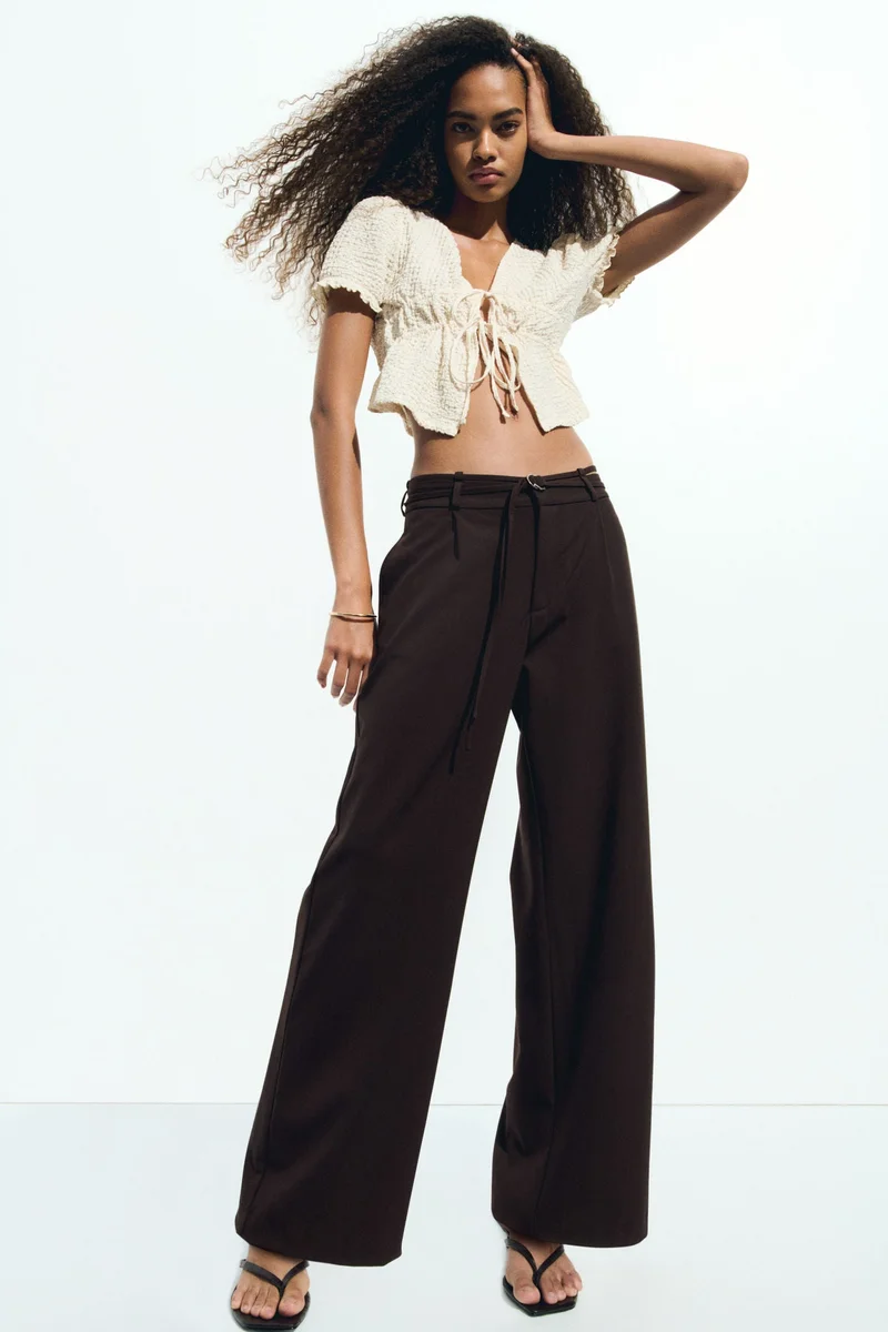 H&M Belted tailored trousers