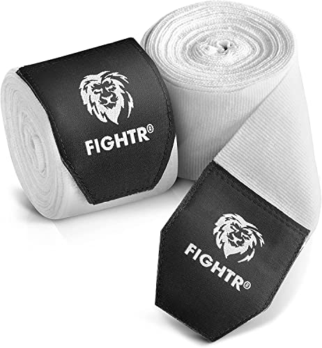 FIGHTR® Premium Boxing Hand Wraps for max. Stability and Protection | 4m semi Elastic Boxing Gloves with Thumb Loop for Boxing, MMA, Mauy Thai - Bandage (White) - Image 1