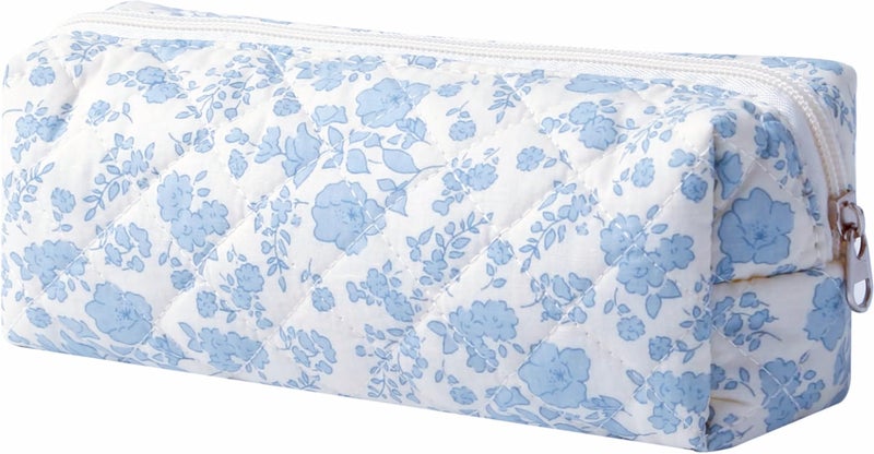 Carry bloom Pencil Pouch Cute Pencil Case for Girls Aesthetic Pencil Bag with Zipper Pen Cases School Supplies Makeup Bag (1 flower blue) - Image 3