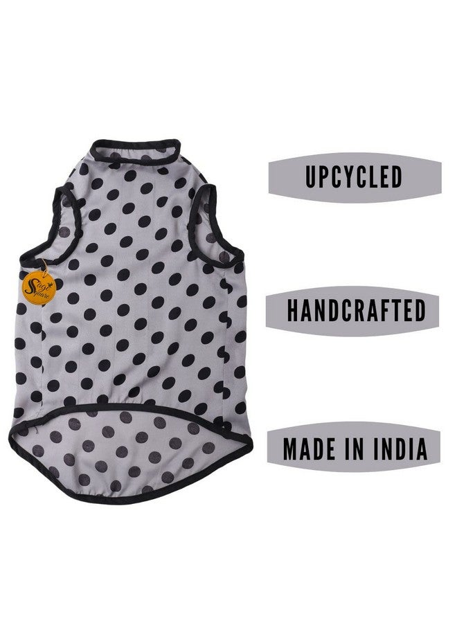 سايج سكوير تي شيرت مطبوع عليه صورة كلب مجنون، تي شيرت عصري للكلاب، ناعم للغاية وخفيف الوزن، مريح، ملابس للكلاب قابلة للتنفس، ملابس عصرية (صغير - 14 بوصة) (رمادي بولكا) - Image 3