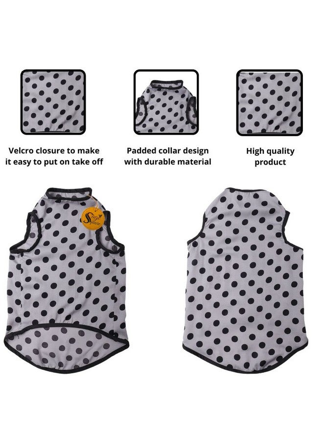 سايج سكوير تي شيرت مطبوع عليه صورة كلب مجنون، تي شيرت عصري للكلاب، ناعم للغاية وخفيف الوزن، مريح، ملابس للكلاب قابلة للتنفس، ملابس عصرية (صغير - 14 بوصة) (رمادي بولكا) - Image 4