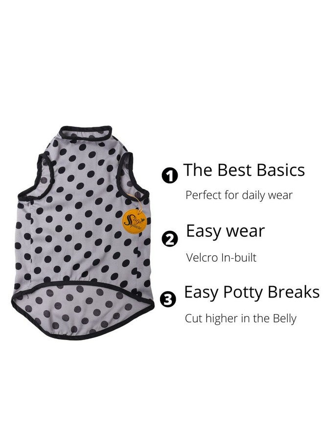 سايج سكوير تي شيرت مطبوع عليه صورة كلب مجنون، تي شيرت عصري للكلاب، ناعم للغاية وخفيف الوزن، مريح، ملابس للكلاب قابلة للتنفس، ملابس عصرية (صغير - 14 بوصة) (رمادي بولكا) - Image 5