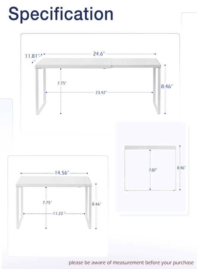 Nxconsu Cabinet Shelf Expandable Organizer Riser Rack for Kitchen Pantry Cupboard Under Sink Countertop Home Organization Extra Storage Space Saver Heavy Duty Metal Edgeless Design White Extra Large - Image 2