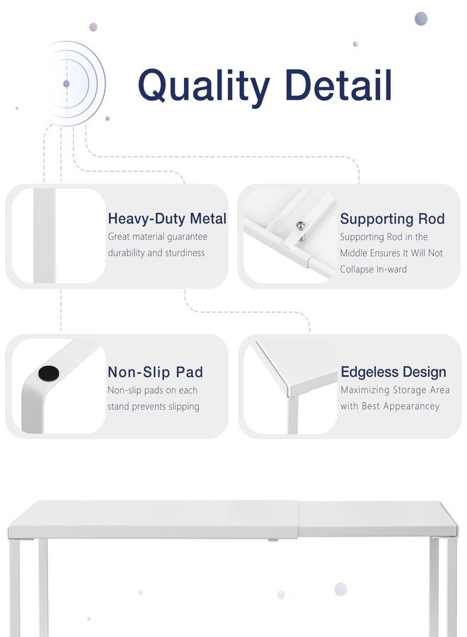 Nxconsu Cabinet Shelf Expandable Organizer Riser Rack for Kitchen Pantry Cupboard Under Sink Countertop Home Organization Extra Storage Space Saver Heavy Duty Metal Edgeless Design White Extra Large - Image 3