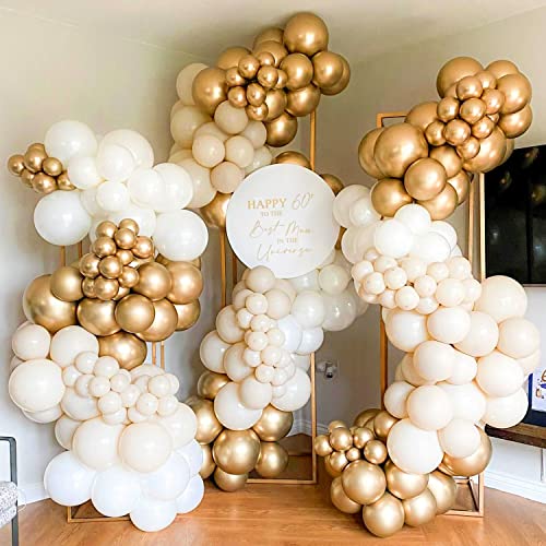 COKAOBE White and Gold Balloons Garland Kit, 124pcs White Metallic Gold Confetti Balloon Arch Kit for Wedding, Engagements Birthday Graduation Baby Shower Celebrations Anniversary Party Decorations - Image 5