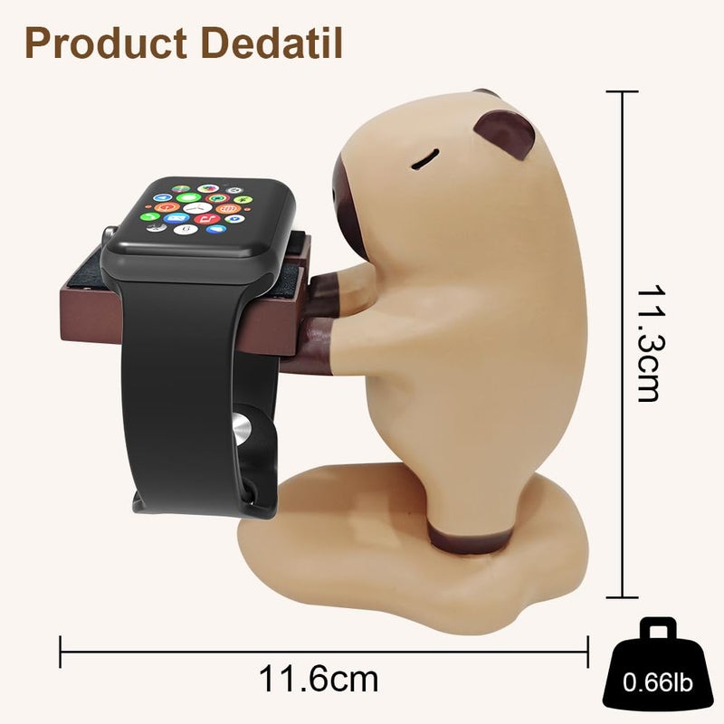 Love Mei For Apple Watch Charger Stand,Charger Stand Compatible with Apple Watch Series Ultra2/Ultra/10/9/8/SE2/7/6/SE/5/4/3/2/1(49/46/45/44/42/41/40/38mm)Cute Capybara iWatch Charging Dock,Supports Nightstand - Image 3