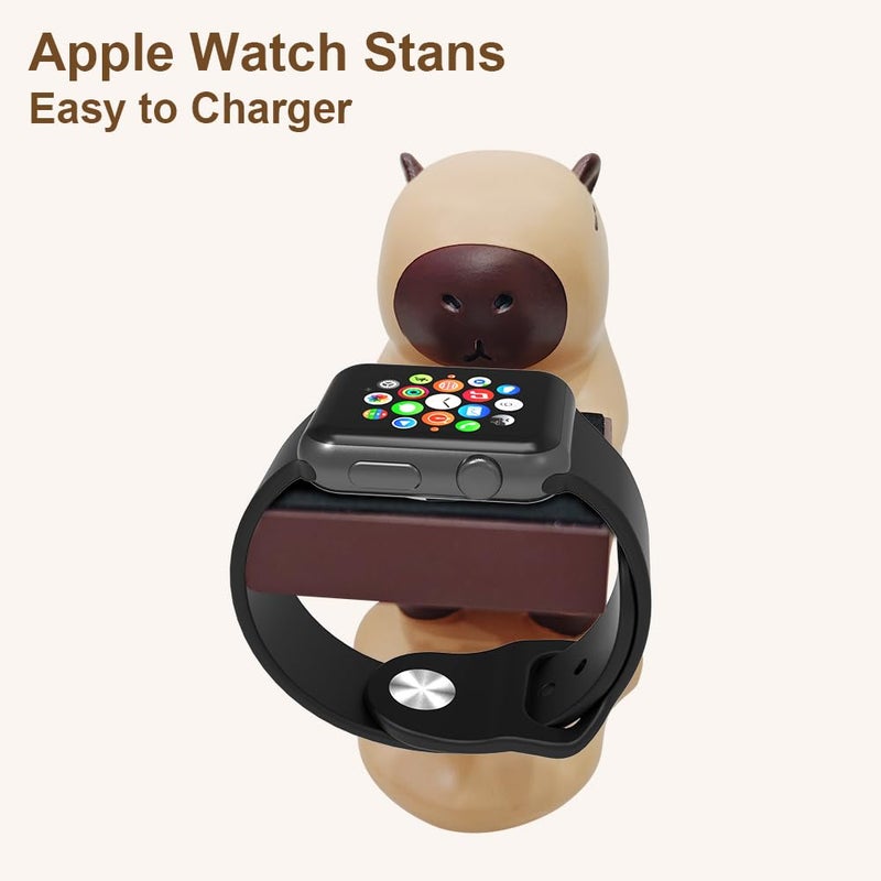 Love Mei For Apple Watch Charger Stand,Charger Stand Compatible with Apple Watch Series Ultra2/Ultra/10/9/8/SE2/7/6/SE/5/4/3/2/1(49/46/45/44/42/41/40/38mm)Cute Capybara iWatch Charging Dock,Supports Nightstand - Image 2