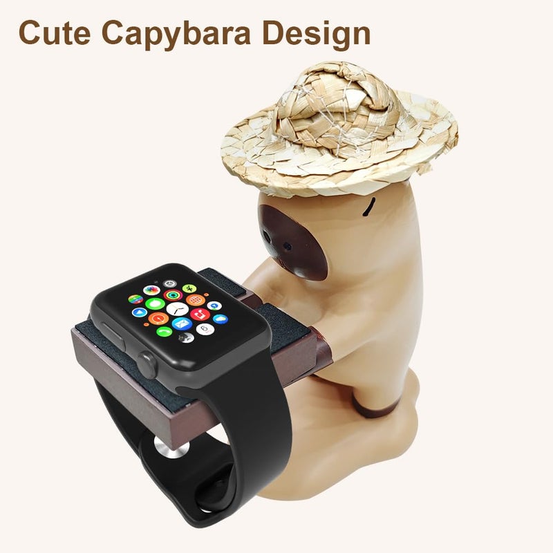 Love Mei For Apple Watch Charger Stand,Charger Stand Compatible with Apple Watch Series Ultra2/Ultra/10/9/8/SE2/7/6/SE/5/4/3/2/1(49/46/45/44/42/41/40/38mm)Cute Capybara iWatch Charging Dock,Supports Nightstand - Image 4