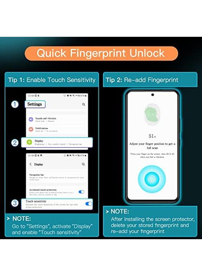 جي تيك واقي شاشة لهاتف سامسونج جالاكسي A54 5G مقاس 6.4 بوصة 9H زجاج مقوى مضاد للخدش عالي الوضوح، عبوة من 3 قطع - Image 2
