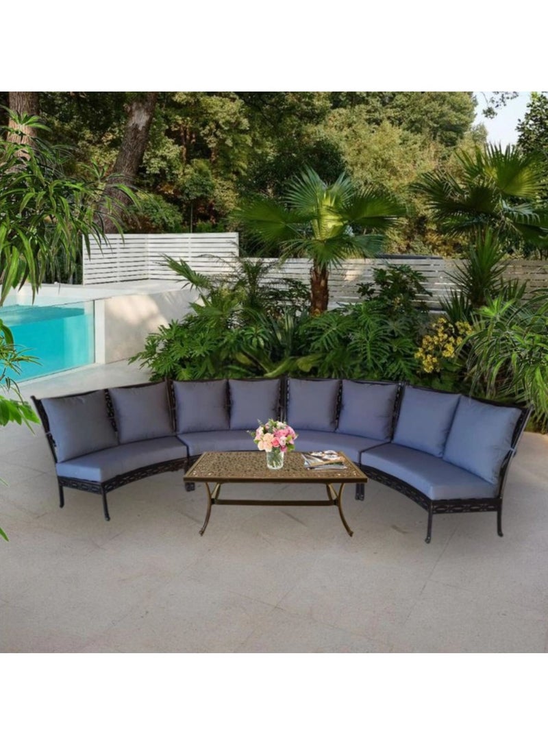 Schondor Furniture - Puff | Semi Round Double | Outdoor Furniture | Made in Aluminum Cast | Patio | Garden | Backyard - Image 1