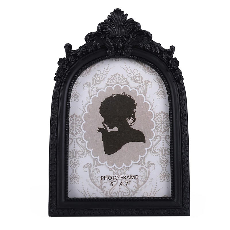 SIKOO Vintage Picture Frame 5x7 Antique Picture Frame Ornate Table Top and Wall Mounting Photo Frame Wall Decor Art  Photo Gallery Black (5x7)