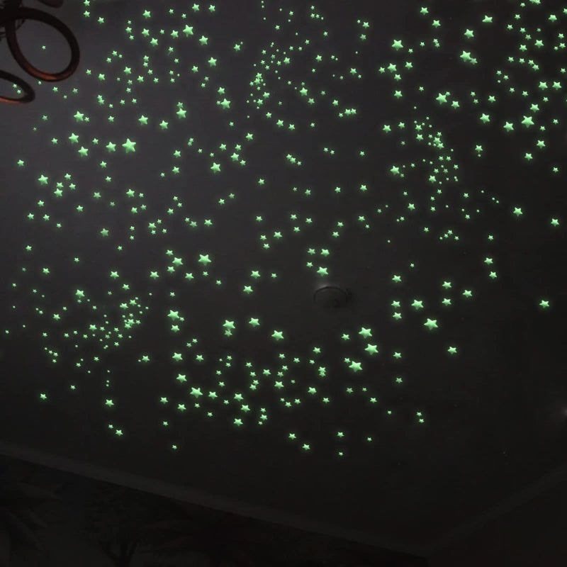 Glow in The Dark Stars Decals Decor 633 Pcs Luminous Dot Stars 3D Starry Stars Glow in The Dark Stickers for Ceiling or Wall and Bedroom Dcor