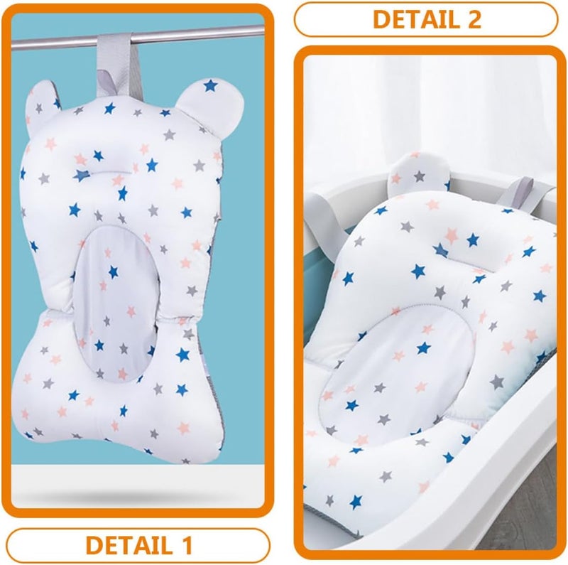 Bath Cushion and Bathtub Mat for Floating Bath Support Star Pattern Soft Mesh Sling for Sink and Tub Use - Image 2