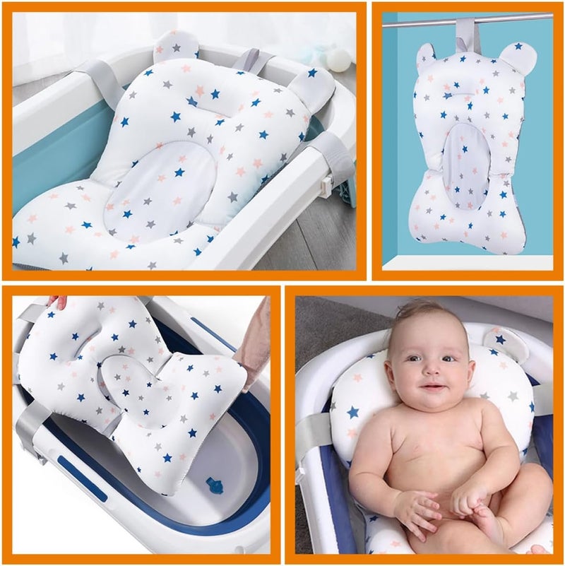 Bath Cushion and Bathtub Mat for Floating Bath Support Star Pattern Soft Mesh Sling for Sink and Tub Use - Image 3