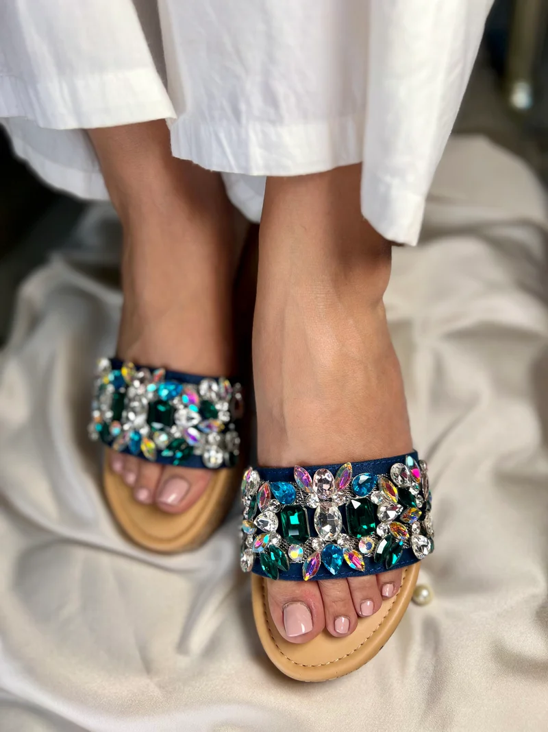 Sandal Stories Elegant Crystal Embellished Wedge Sandals for Women