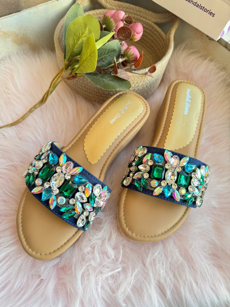 Sandal Stories Elegant Crystal Embellished Wedge Sandals for Women