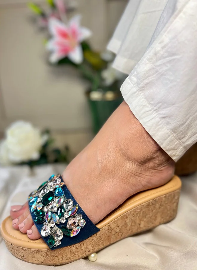 Sandal Stories SANDAL STORIES Embellished PU Party Wedge Sandals with Open Toe Design