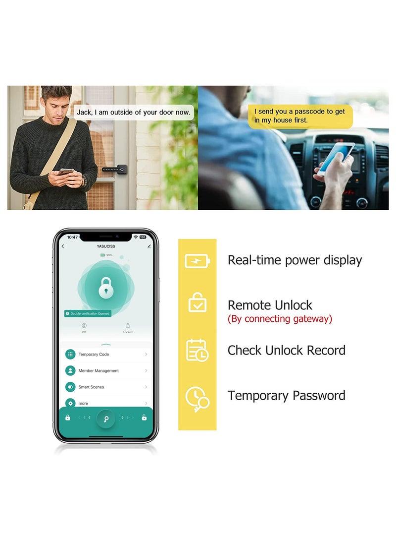 YASUCISS Smart Door Lock,Fingerprint Door knob, Full Function 5in1 Smart Door Knob for Bedroom, Office, Hotel, Closet, Pantry, Biometric Door Knob, Thumbprint Door Knob - Image 3