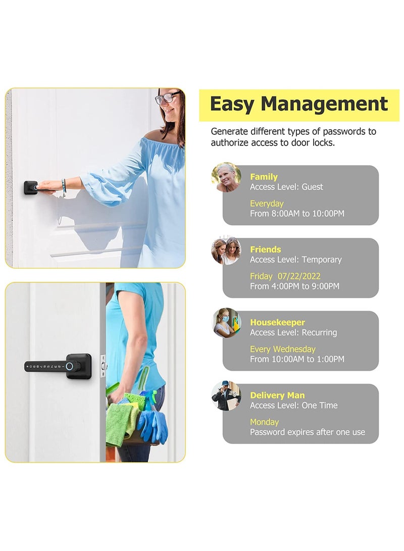 YASUCISS Smart Door Lock,Fingerprint Door knob, Full Function 5in1 Smart Door Knob for Bedroom, Office, Hotel, Closet, Pantry, Biometric Door Knob, Thumbprint Door Knob - Image 4