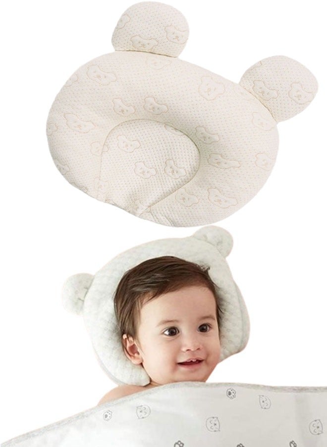 Head Shaping Pillow for Newborn Baby Soft Memory Foam Cushion Nursing Beige - Image 1