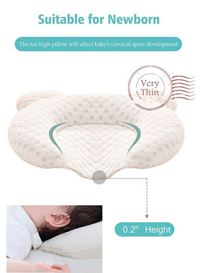 Head Shaping Pillow for Newborn Baby Soft Memory Foam Cushion Nursing Beige - Image 4
