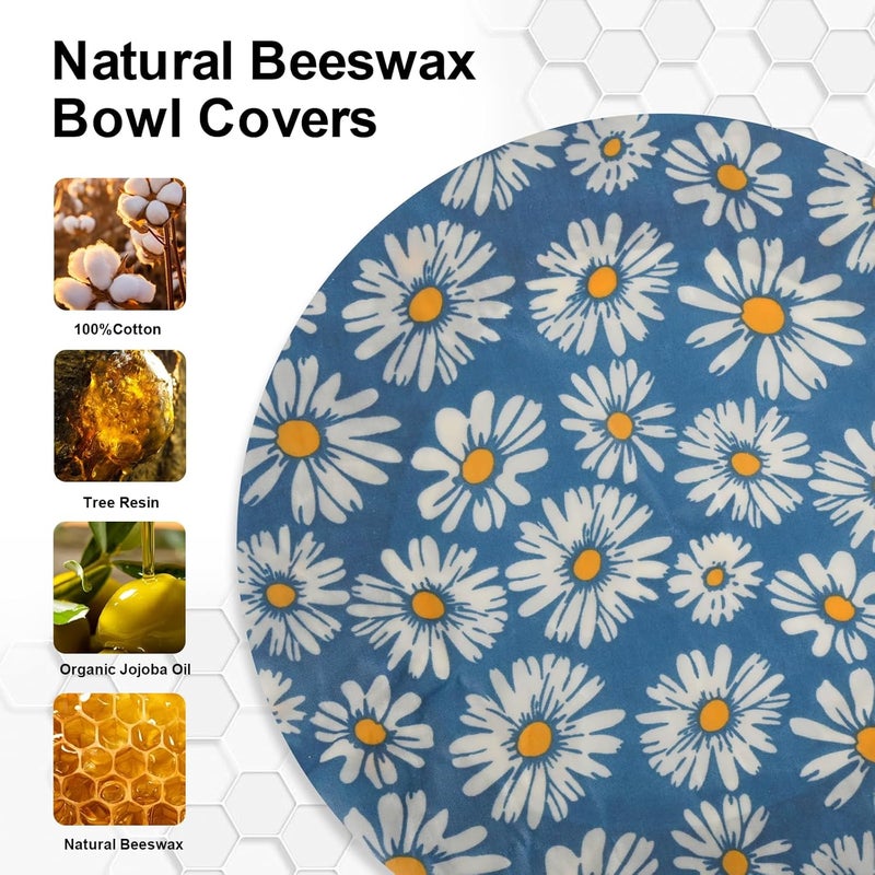 BERBAM Reusable Bowl Covers for Bread Proofing（2 Large）- Cotton Beeswax Bowl Covers Reusable with Elastic Rim, Sourdough Bowl Cover for Food Storage and Food Preservation (10INCH) (daisy) - Image 4