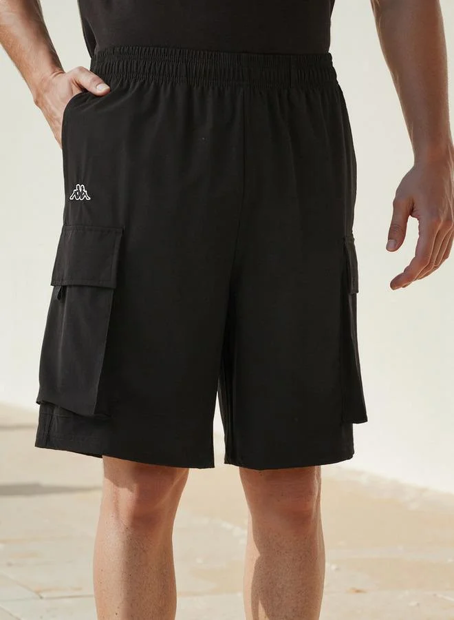 Kappa Logo Print Cargo Shorts with Elasticated Waist