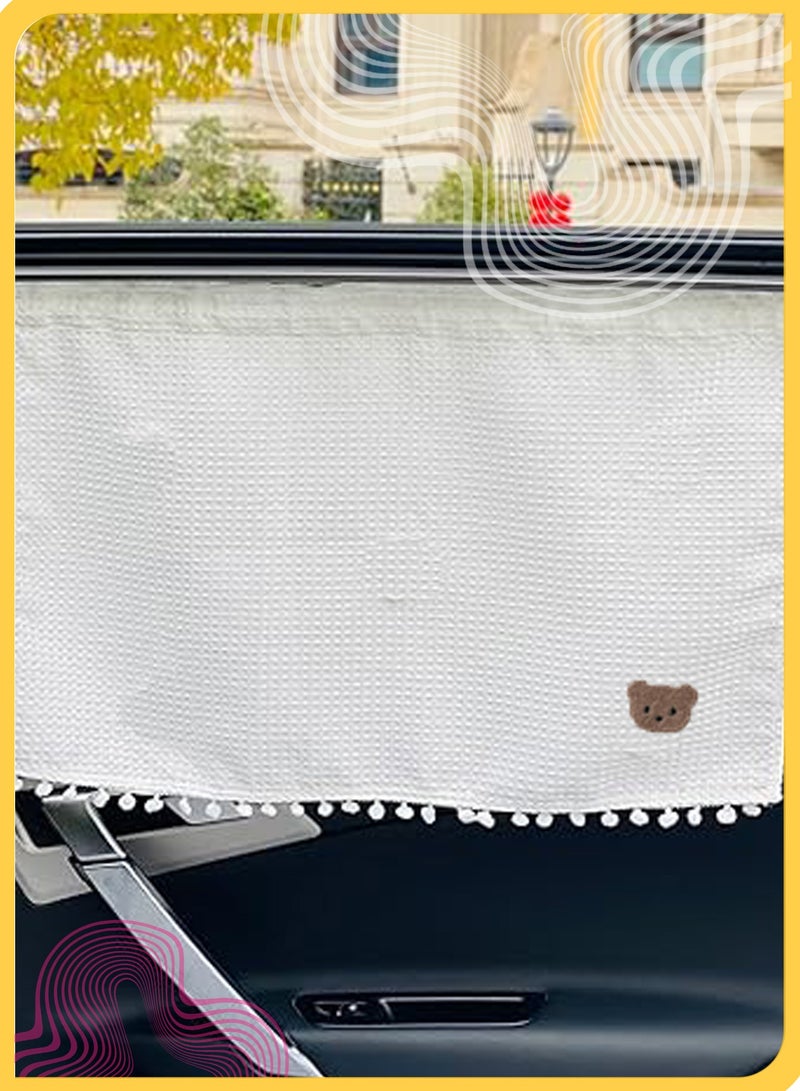 شي آند ليتل ستائر شمسية لسيارة للنوافذ الجانبية، ستائر نوافذ السيارة للأطفال والرضع، ستائر شمسية جانبية للسيارة، ستائر السيارة المثالية للنوافذ الأمامية (دب) - Image 4