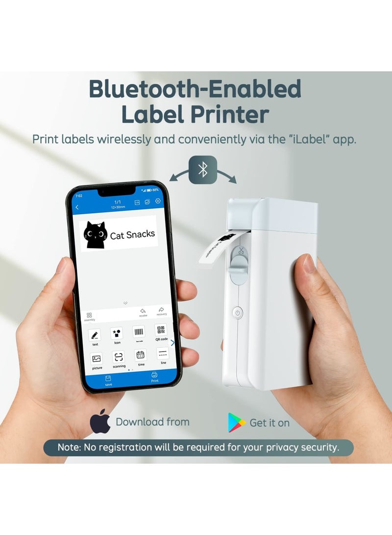 SYOSI Label Maker Machine with Tape, Portable Mini Bluetooth WP9510 Lable Printer, Rechargeable Thermal Label Printer, Compatible with Android iOS, Label Makers for Teacher Supplies, Home, Officea - Image 2