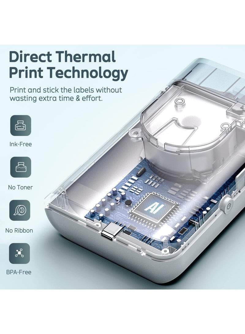 SYOSI Label Maker Machine with Tape, Portable Mini Bluetooth WP9510 Lable Printer, Rechargeable Thermal Label Printer, Compatible with Android iOS, Label Makers for Teacher Supplies, Home, Officea - Image 3